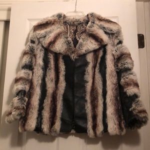 Vintage Faux fur & leather coat